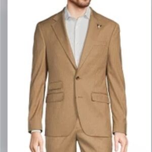 Men's Tan white stripes slim fit suit